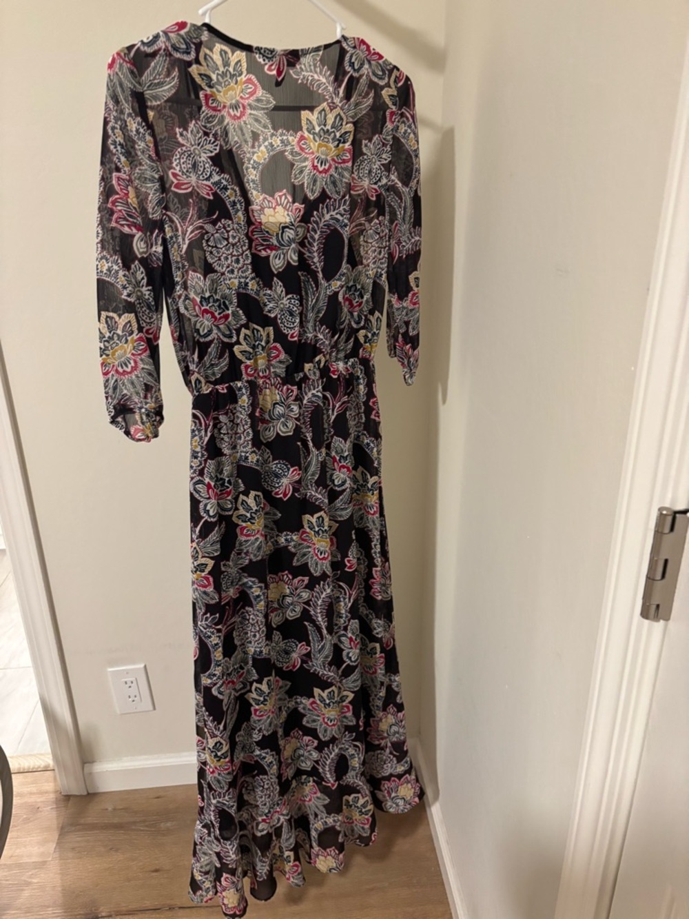 Banana Republic Black Maxi Dress with Pink, Cream & Yellow Floral Print - Picture 2 of 3